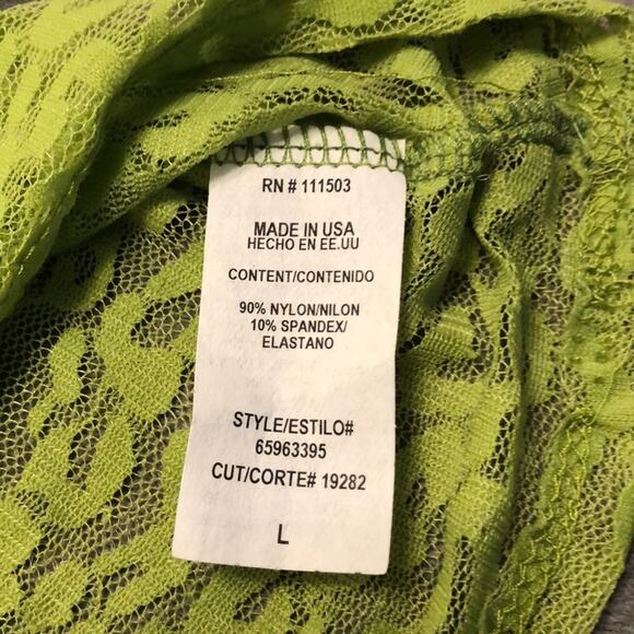 Lily White Green stretch lace Tunic Top Size Large Y2K - Picture 7 of 8